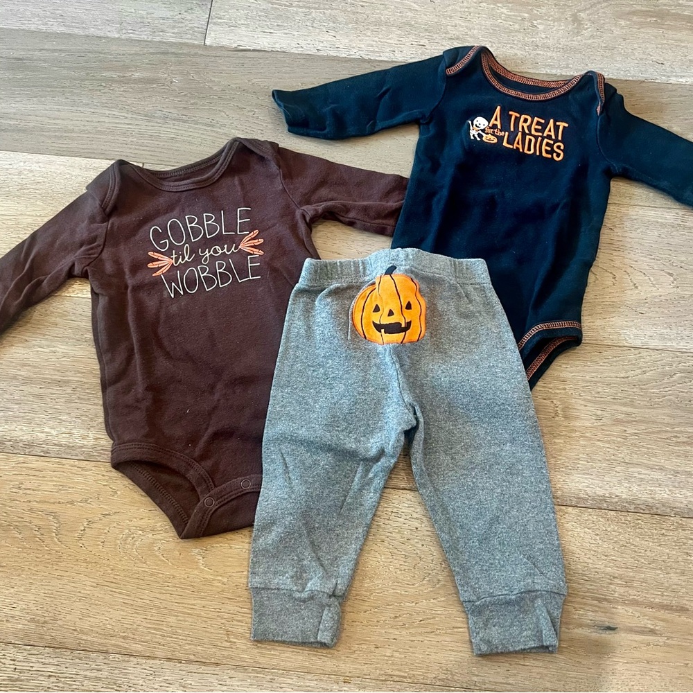 Carter's Brown and Gray Baby Bodysuits Set